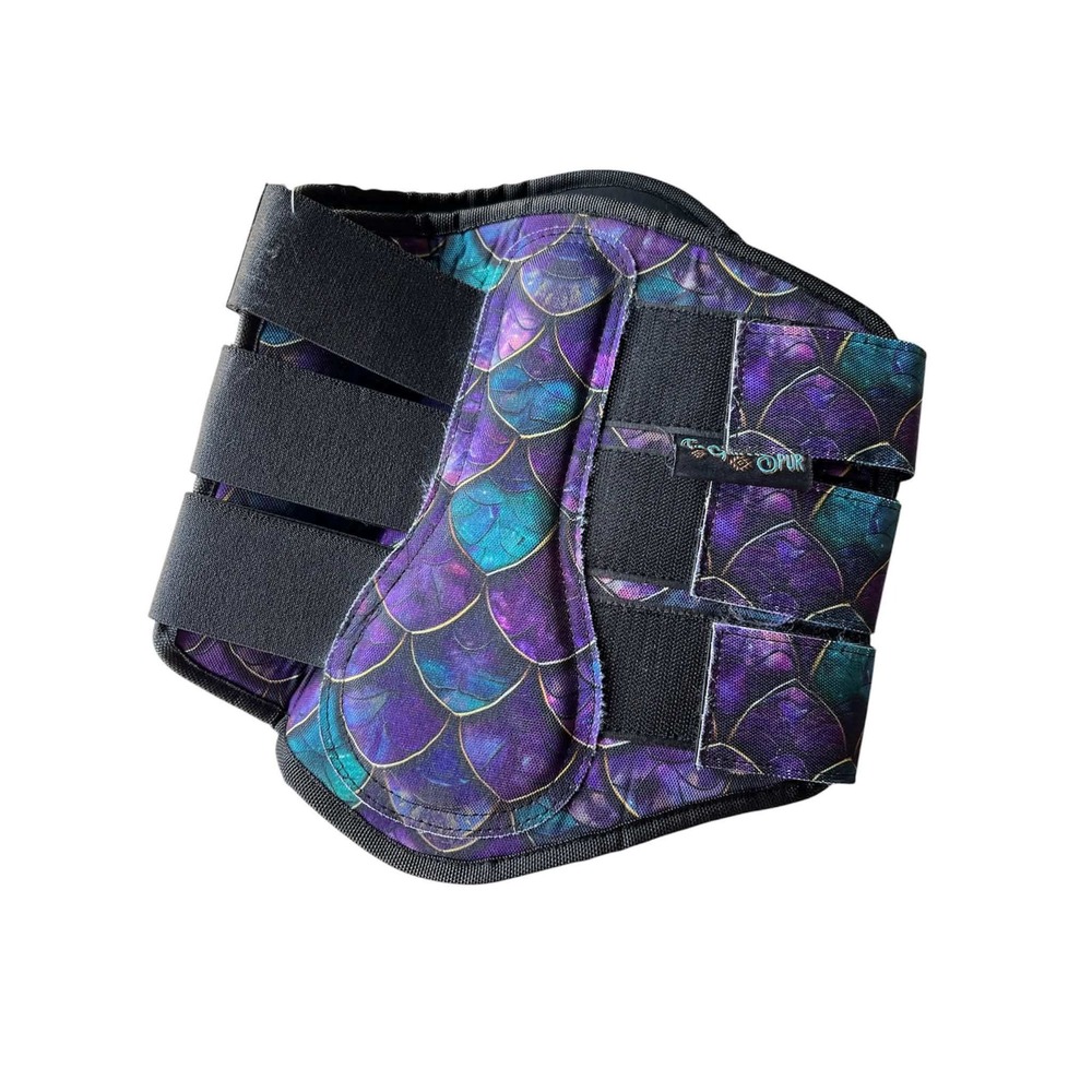 The Gitty Spur Mermaid Scale Splint Boots Purple Teal Cob Medium Horse Tack NEW